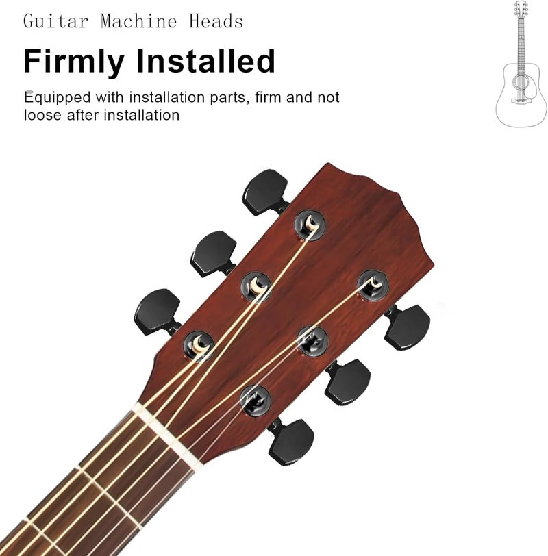 MAXCHEER 3R3L Hand Sealed Guitar Tuner Pegs,Big Square Electric Guitar String Tuning Pegs Keys Machine Heads for Fender Strat Stratocaster Tele Telecaster or Electric Guitar (Black, 3R3L) - Image 3